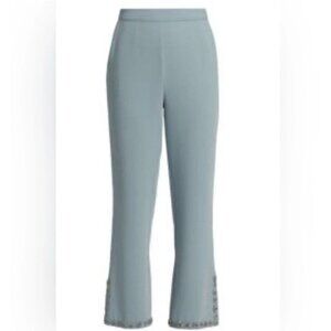 Cinq à Sept‎ Womens Size 0 FLAW Beaded Rhinestone Flowers Dress Pants Slate Blue